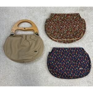 Bass Vintage Interchangeable Wood Handled Bermuda Purse GUC